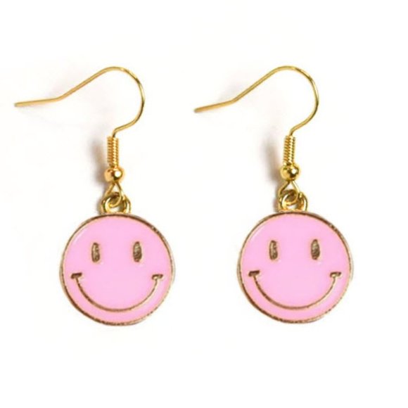 Hand Crafted Jewelry - *3/$15* Light Pink Smiley Face Earrings
